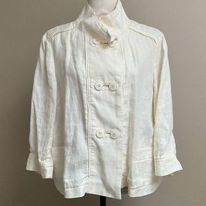 Coldwater Creek off-white lightweight collared linen jacket